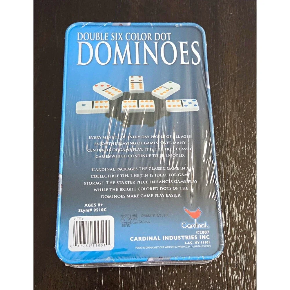 Cardinal Double Six Color Dot Dominoes Tile Game Set in Tin Case, Ages 8+